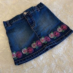 Disney Denim Skort with~ embroidered roses & ✨
